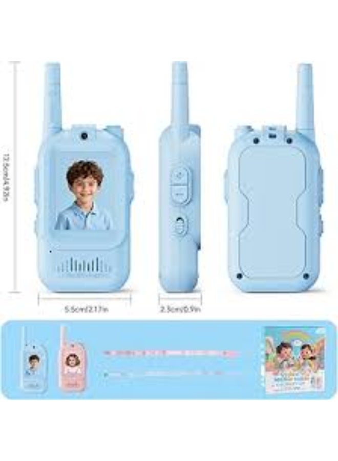 جهاز اتصال فيديو تفاعلي للأطفال - عبوة من قطعتين، قابل لإعادة الشحن، مزود بشاشة LCD وكاميرا أمامية، دردشة فيديو فورية، لا حاجة لبطاقة SIM أو اتصال واي فاي، مدى طويل 20-40 ميجاهرتز، مناسب للمغامرات الداخلية والخارجية، ألعاب تعليمية للتواصل للأولاد والبنات من عمر 3 إلى 12 سنة، متوفر باللونين الأزرق والوردي، قابل لإعادة الشحن عبر منفذ USB، مصنوع من مادة ABS المتينة، مناسب للتخييم، هدية مثالية لأعياد الميلاد والكريسماس - Image 4